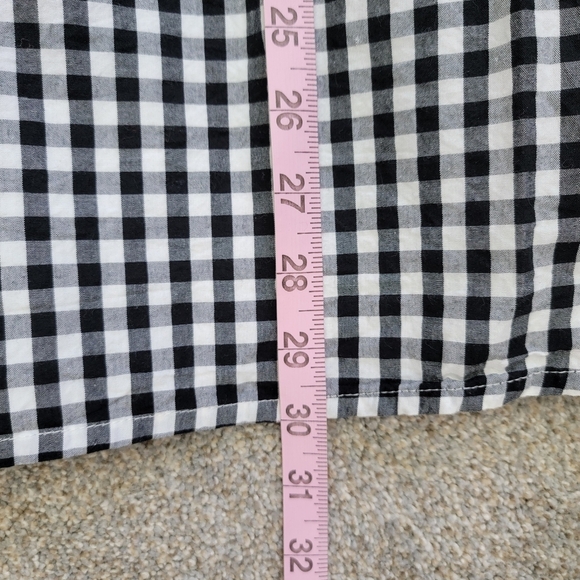 Abound Black White Gingham Checked Puff Sleeve Ruched Back Mini Dress Size M - Picture 11 of 11